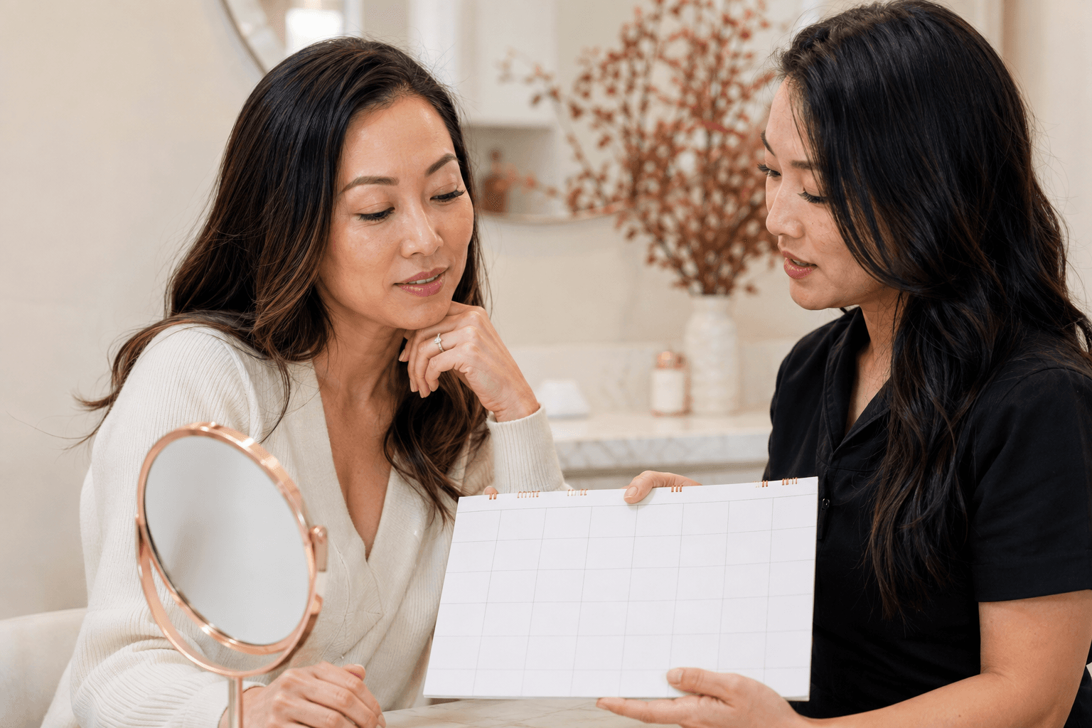 Client and lash professional planning extension removal around a medical appointment